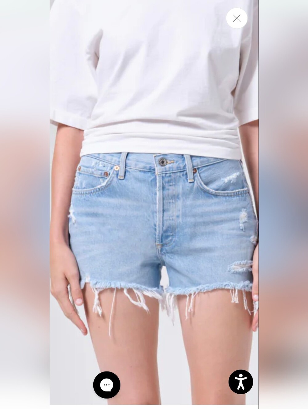 Agolde Parker Light Wash Distressed Denim Cutoff Shorts Sz.28